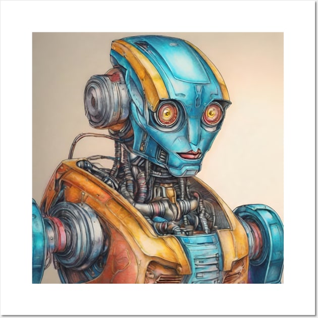 Robot Drawing Art Design Wall Art by Abeer Ahmad